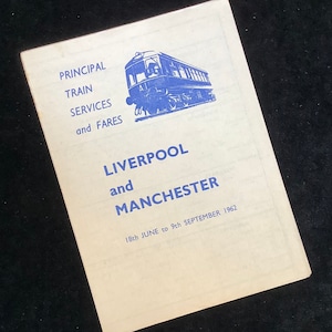 Oryginalna ulotka rozkładu jazdy British Railways z 1962 r. Liverpool i Manchester