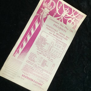 Original Southern Railway SR Handbill 1937 Coronation Day Excursion to Whitstable Herne Bay Margate Broadstairs Ramsgate