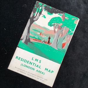 Original LMS Map 1930er Jahre Wohngebiet, Landkarte London und Umgebung Midallex Hertfordshire Essex