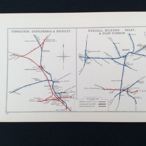 1928 Railway Map Coatbridge Whifflet Selby Junction Diagram Original RCH
