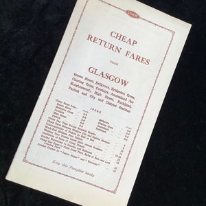 Oryginalna ulotka reklamowa kolei LNER z 1932 r. Tanie bilety z Glasgow