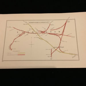 1928 Eisenbahn Karte Birmingham & Bordesley Kreuzung Diagramm Original