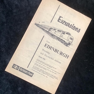 Original British Railways Handbill 1966 Excursions from Edinburgh Waverley & Haymarket Stations - Nice Deltic Artwork