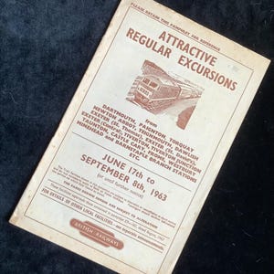 Original British Railways Handbill 1963 Dartmouth Paignton Torquay Dawlish Exeter Taunton Frome Minehead Barnstaple