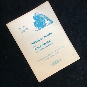 Oryginalna ulotka z rozkładem jazdy British Railways z 1961 r. Manchester Victoria i Wigan Wallgate przez Atherton i Bolton