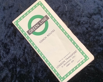 Original London Green Line Buslinien & Karte 1956