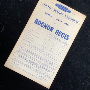 Oryginalny plakat British Railways z 1952 r. BR Ulotka Bognor Regis z Hayes & Harlington Southall Hanwell Ealing Acton