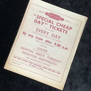 Original British Railways Handbill 1956 Exeter Newton Abbot Torquay Paignton Dartmouth