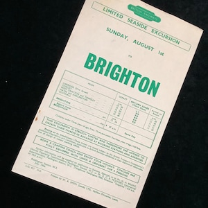 Originale British Railways Handbill 1954 Brighton da Uxbridge Cowley West Drayton Hayes & Harlington Southall