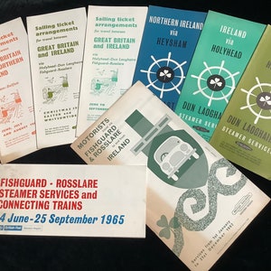 Ulotki reklamowe BR Railway z lat 60. XX wieku – usługi pociągów i parowców do Irlandii