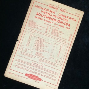 Original British Railways Handbill 1957 Leigh on Sea Chalkwell Westcliff Southend