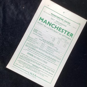 Original LNER Railways Handbill 1936 Manchester Races from Doncaster Mexboro Kilnhurst Rotherham & Masboro