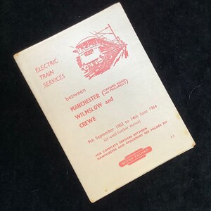 Oryginalna ulotka rozkładu jazdy British Railways z 1963 r. Manchester Wilmslow & Crewe