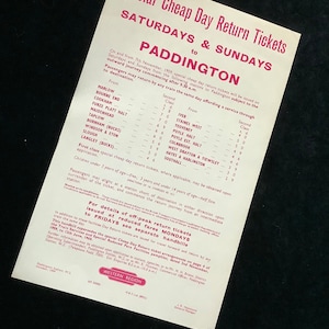Original British Railways Handbill 1959 Marlow Cookham Taplow Windsor Slough Iver Poyle Southall etc