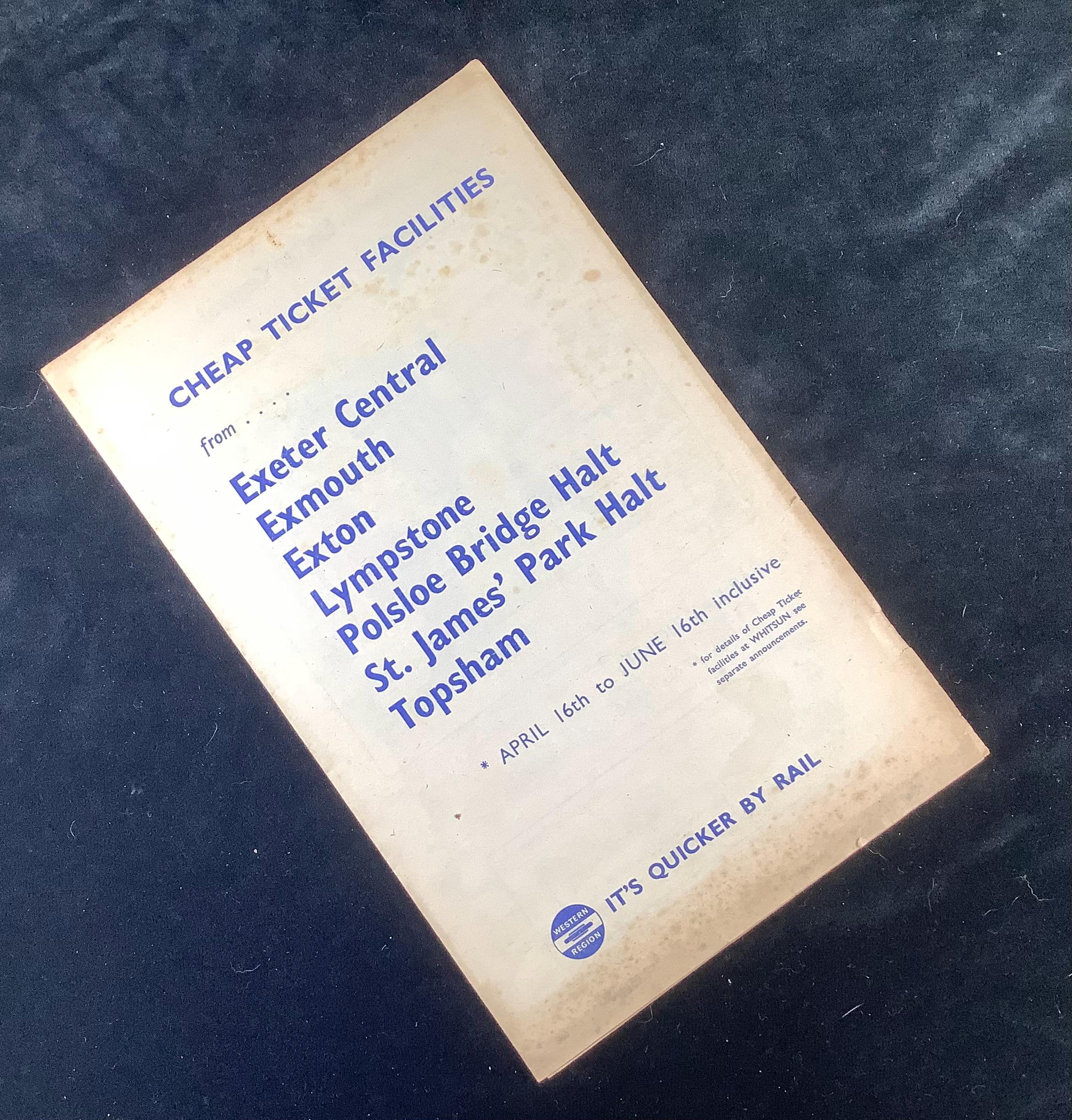 Original British Railways Handbill 1963 Exeter Exmouth Exton Lympstone ...