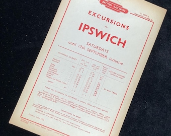 Folheto original das ferrovias britânicas de 1955 Ipswich de Haverhill Sturmer Stoke Clare Cavendish Long Melford Sudbury Bures
