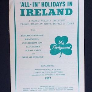 Original British Railways Handbill 1957 Southern Ireland via Fishguard