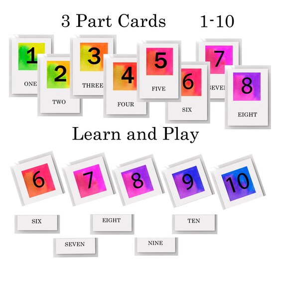 Math Flash Cards Printables 3 Part Cards | Etsy