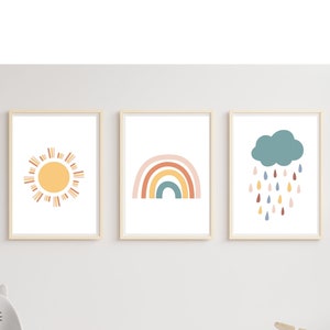 Nursery Wall Art Rainbow Theme Set of 3, Classroom Posters Psychologist and Counselor Office Decor