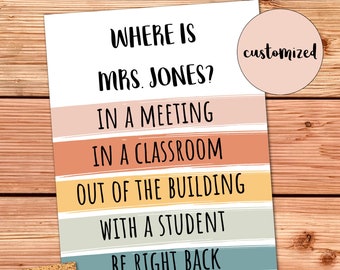 Personalized School Counselor Door Sign, Customized  Where Is The School Psychologist, Where is the nurse Printable Poster