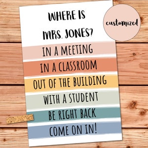 Personalized School Counselor Door Sign, Customized  Where Is The School Psychologist, Where is the nurse Printable Poster