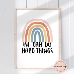 We Can Do Hard Things Poster, Positive Affirmation Poster for Classroom Decor, Kids Wall Art