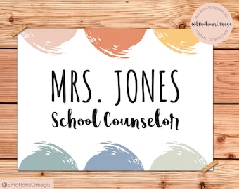 Personalized Name Print for School Counselor, School Psychologist, Teacher, School Nurse, Psychology Office Decor, Boho Colors Custom Sign