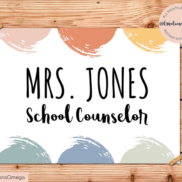 Personalized Name Print for School Counselor, School Psychologist, Teacher, School Nurse, Psychology Office Decor, Boho Colors Custom Sign