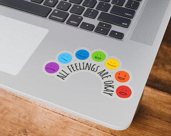 Feelings Wheel Sticker Wheel Of Emotions Laptop Mental Health Therapist Gift Psychotherapy School Counselor Office Decor
