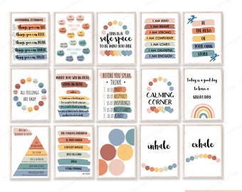 15 Therapy Office Decor Posters for school psychologist, Counselor and Mental Health Office Wall Art ,MEGA BUNDLE