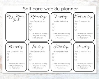 Undated weekly planner printable Gratitude Journal Self Care Worksheet - Self Care Printable