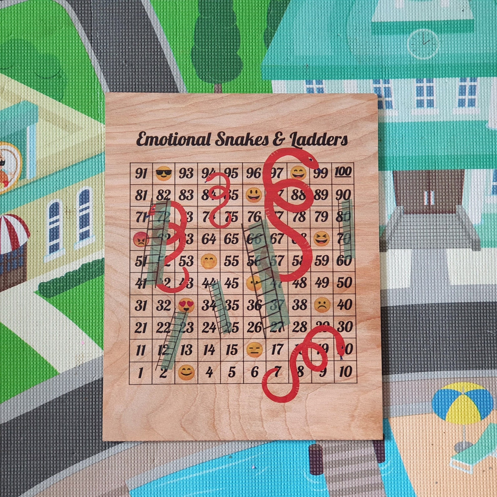 Emotions Snakes And Ladders Wooden Board Game School Etsy