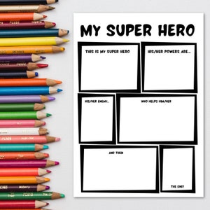 Counseling Resources Classroom Activity, Play Therapy Printable Activity Coping Skills For Kids, My Super Hero Homemade Comics