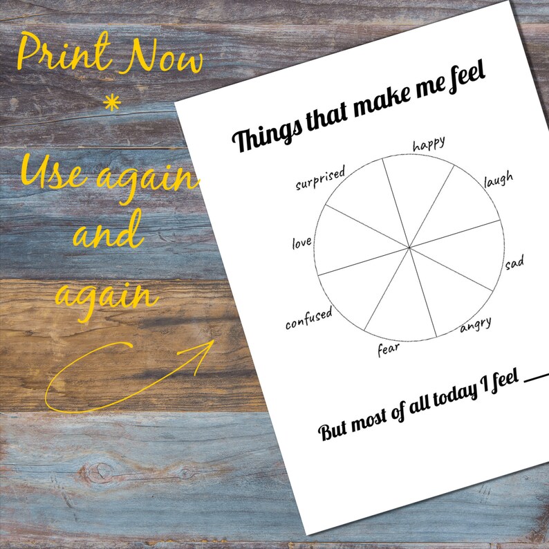 Personal Emotion Wheel mood tracker for kids preschoolers | Etsy