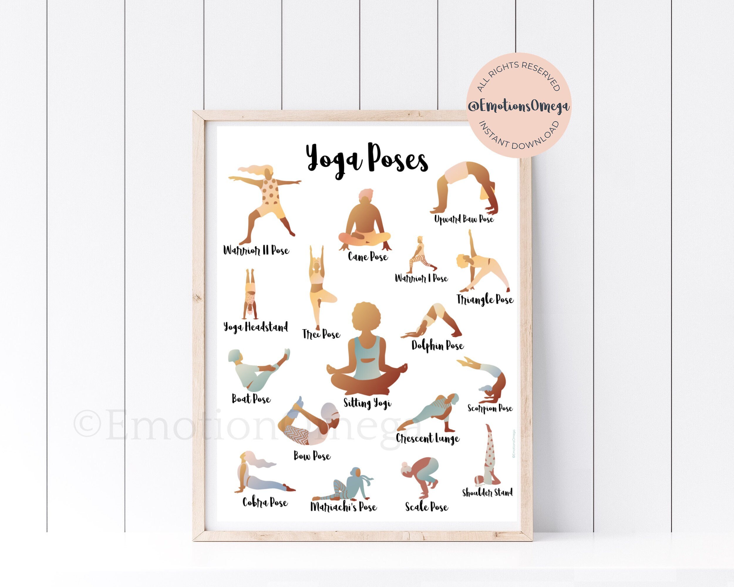 Yoga Poses Wall Art, Yoga Poster Printable Sign, Yoga Asanas INSTANT ...