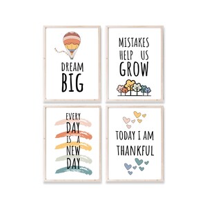 Dekorationspaket för klassrum, boho-posters, inspirerande väggkonstpaket, digitaltryck för grundskolan, barnrumstryck bild 1
