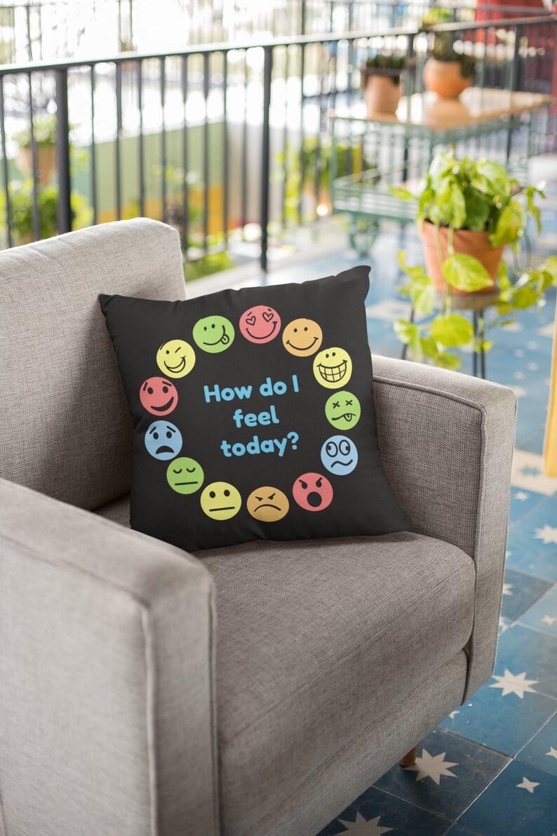 Emotions Pillow Feelings Chart Pillow for Children's Room Etsy