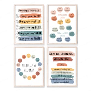 Set 0f 4 Bundle Counselor Office Decor Counseling Posters School Psychologist Wall Art Therapy Prints