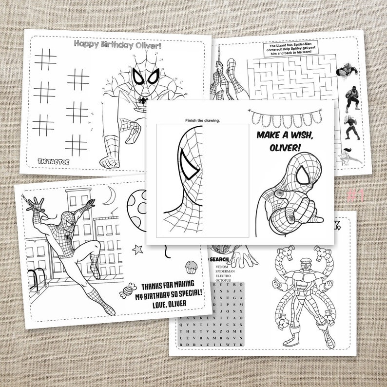 Digital Spiderman Birthday Coloring Pages 6 Printable  Etsy