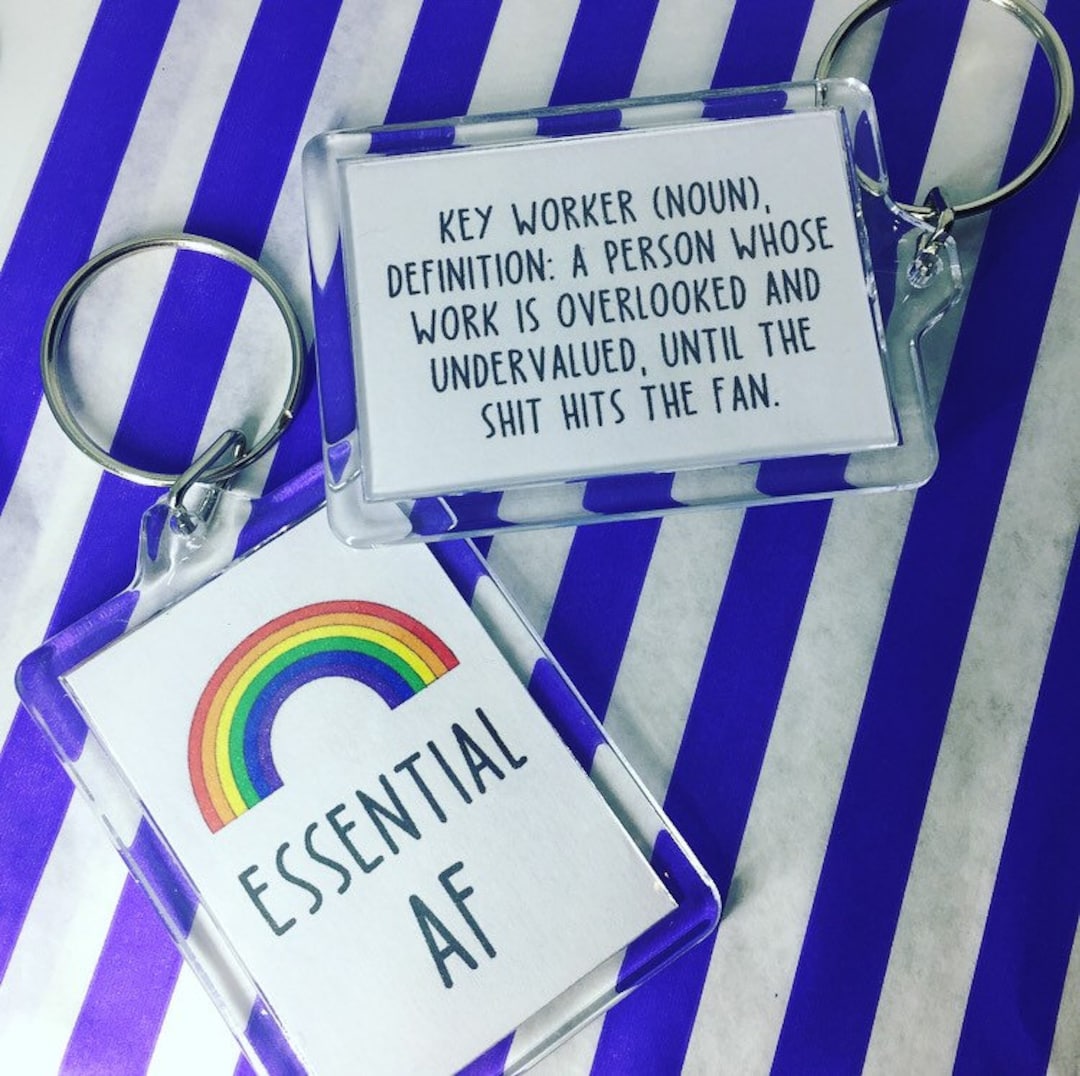 Essential AF Rainbow Key Worker Keyring/keychain. Handmade, Fun, Sweary ...