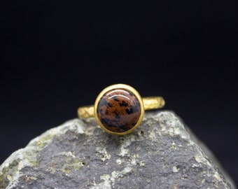 Antique bronze ring bloodstone size 6