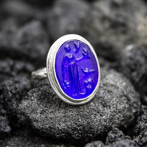 Greek Art Intaglio Silver Ring | 925 Sterling Silver | Ancient Signet Aphrodite / Venus Ring | Grecian Goddess Intaglio Ring by Pellada