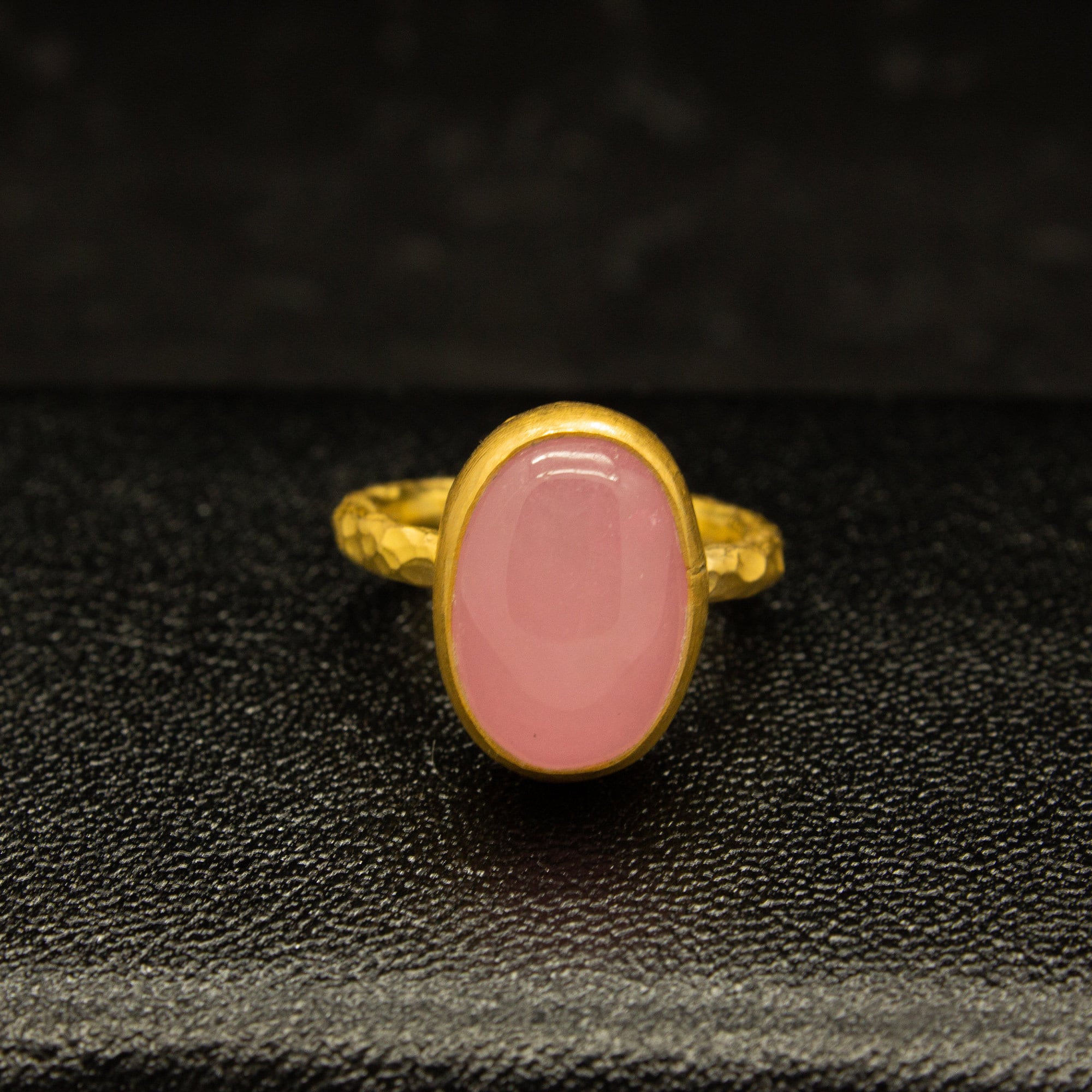 Natural Pink Jade Stone Ring - 925 Sterling Silver - Handmade Stackable Ring - Minimalist Ring - Anatolian Handcrafted - By Pellada