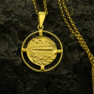 Ancient Coin Signet Necklace  | 925 Silver 24K Gold Plated | Mythological Gold Medallion  | Gold Vermeil  Pendant | Gift by Pellada