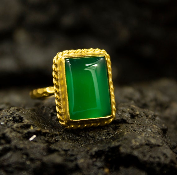 The Collectors Mark - Green Jade Diamond Ring Jade Engagement Ring Jadeite  Cabochon Ring
