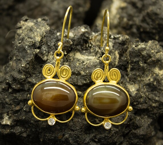 Brown clearance stone earrings