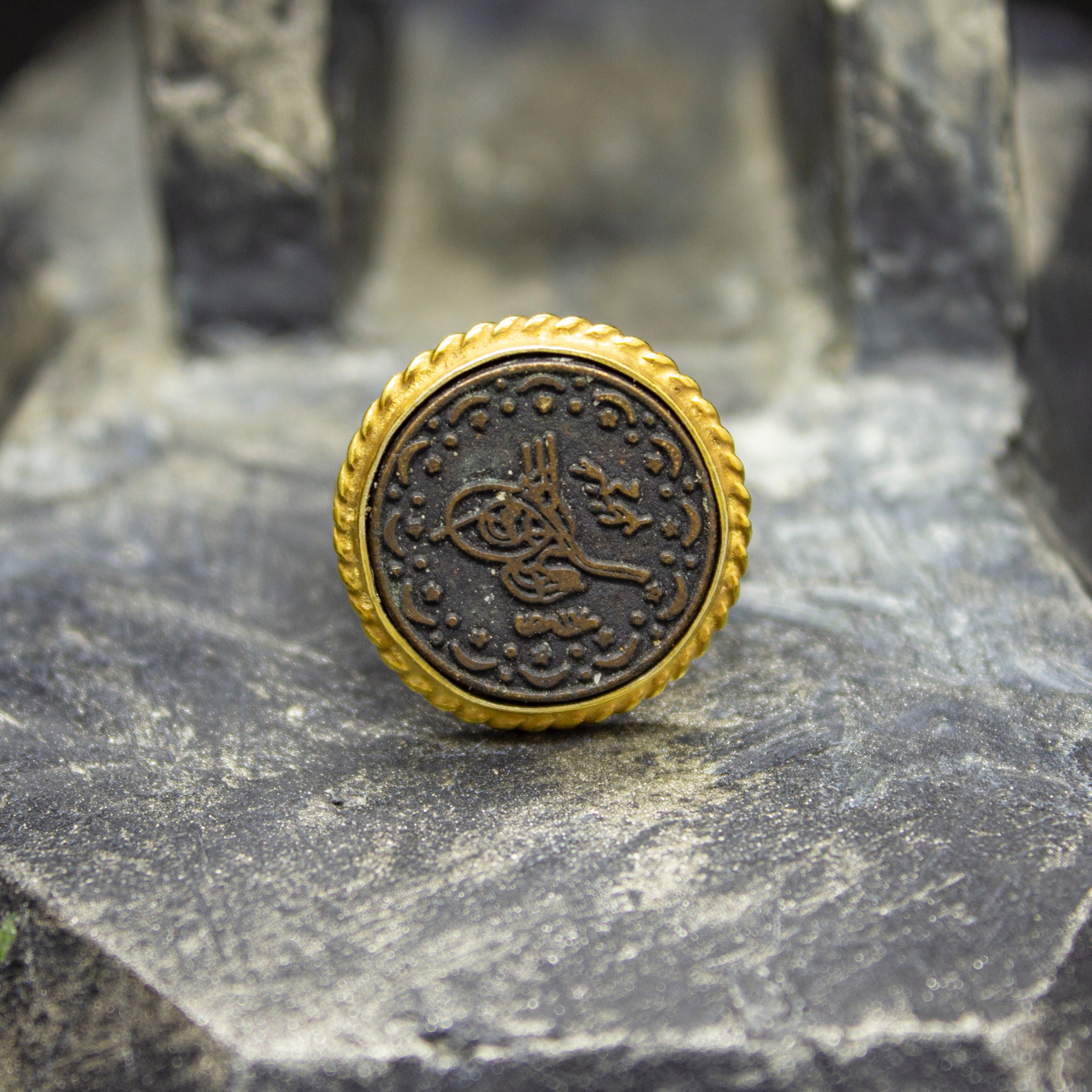 Ottoman Signet Coin Ring | 24K Gold Plated 925 Sterling Silver