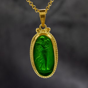 Greek Aphrodite Intaglio Glass Necklace | 925 Sterling l | Goddess Venus Intaglio Pendant | Ancient Intaglio Glass Jewelry by Pellada