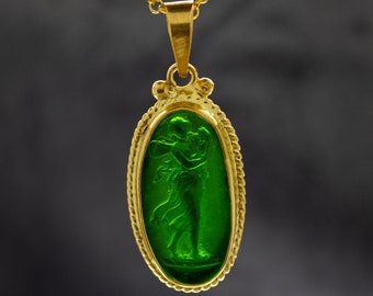 Greek Aphrodite Intaglio Glass Necklace | 925 Sterling l | Goddess Venus Intaglio Pendant | Ancient Intaglio Glass Jewelry by Pellada