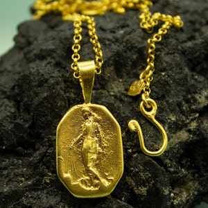 Ancient Roman Women  Coin Pendant | 24K Gold Plated | Medallion Signet Necklace | Handcrafted Coin Pendant | Dainty Gift Necklace by Pellada